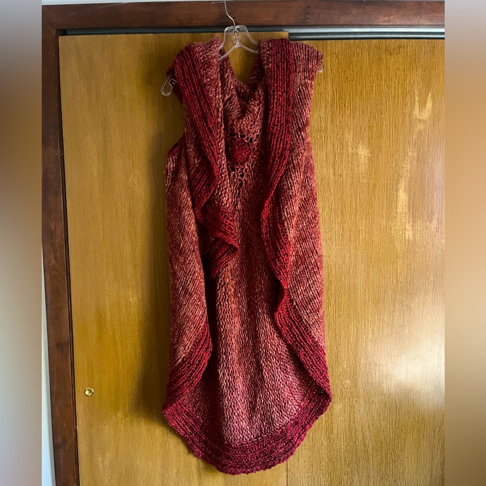 Vintage Curio Crocheted Maxi Sweater Cape with Hood